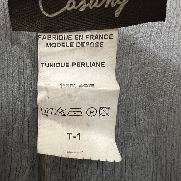 Vintage Black Sheer silk Tunic with Beaded Detail made in France Sz S - Picture 8 of 9